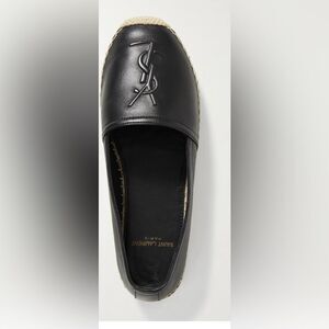 ysl logo flats SAINT LAURENT Lambskin Monogram Espadrilles wedges driving shoes